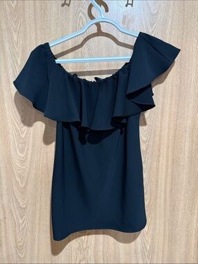 Polo by Ralph Lauren Black Off-Shoulder Ruffle Top